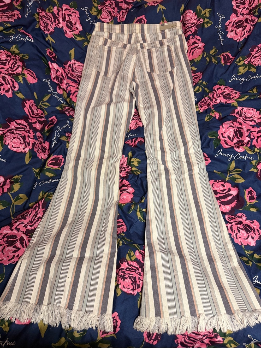 Cello Multistripe Wide-Leg Pants in Blue and Beige